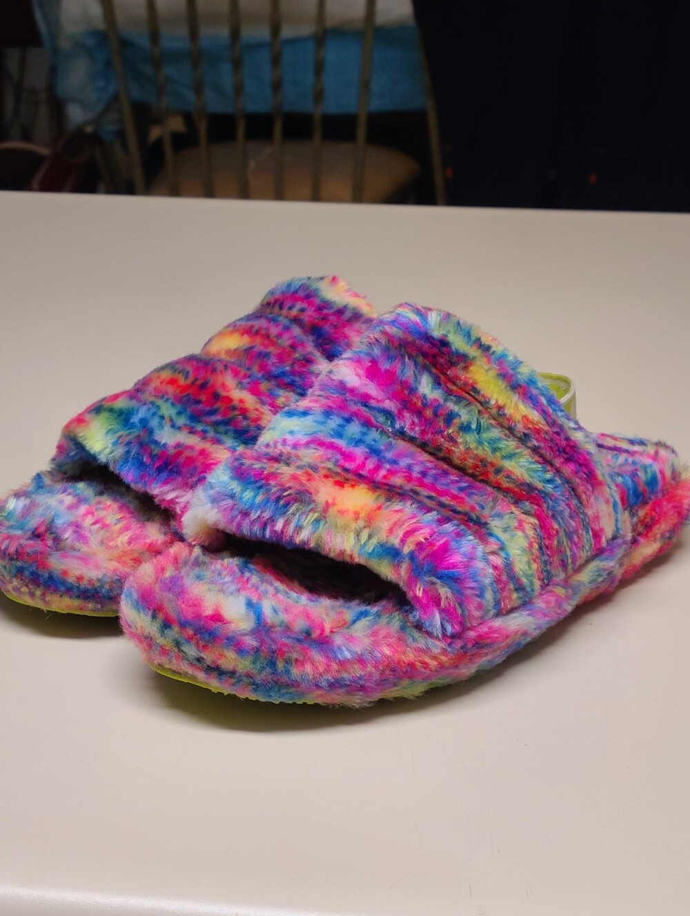 Ugg Rainbow Fluff Yeah Pixelate sling back slippers size 6